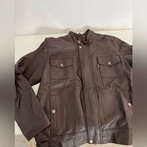 Means brown leather jacket